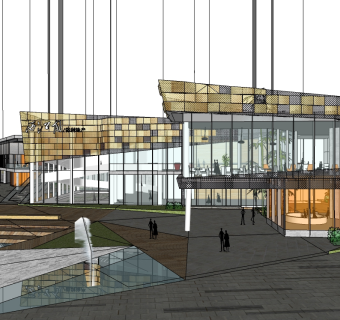 现代售楼处skb模型分享，售楼中心SU模型下载