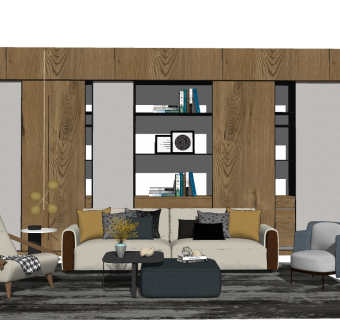 现代布艺沙发草图大师模型，沙发skp模型下载