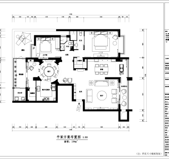 祥细客厅卧室家装户型图三居CAD，免费下载