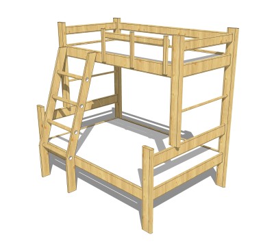 儿童高低床铺草图大师模型，儿童床SU模型下载