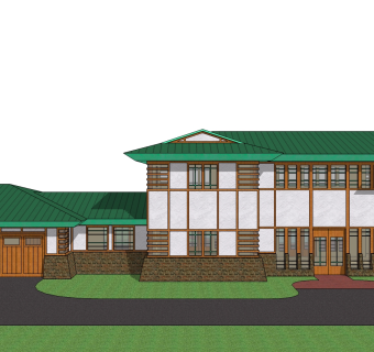 日韩式风格别墅su模型下载、日韩式风格别墅草图大师模型下载