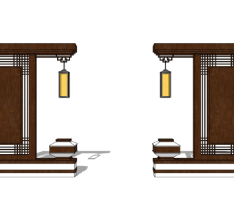 中式景观墙草图大师模型，景墙sketchup模型下载