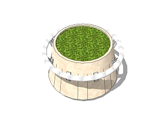 现代<em>圆形树池</em>草图大师模型下载，树池SU模型下载