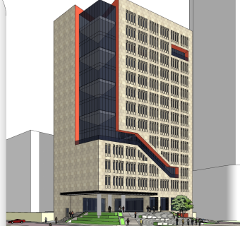 现代高层办公楼草图大师模型，高层办公楼sketchup模型免费下载