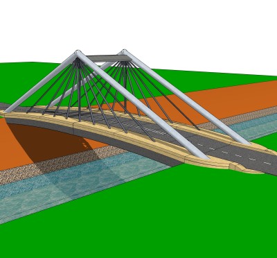 现代桥梁草图大师模型下载，sketchup桥梁su模型分享