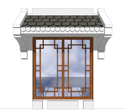 中式窗草图大师模型，中式窗SU模型下载