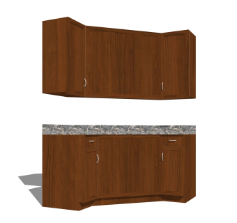 美式橱柜草图大师免费模型，厨房柜sketchup模型下载