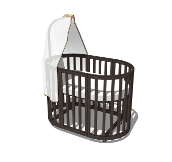 欧式婴儿床SU模型，婴儿床skb文件下载