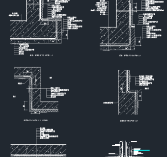 室内防水节点CAD施工图，室内防水CAD建筑图纸下载