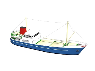 现代的大型货船skp模型，货船skb文件下载