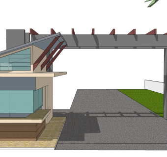 现代岗亭SU模型，岗亭SKB文件下载
