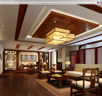 豪华中式办公室CAD施工图，办公室CAD建筑图纸下载