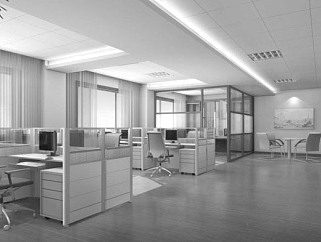 现代创意办公室CAD设计图，办公室CAD施工图纸下载