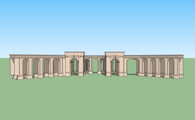 欧式古典风格廊架草图大师模型，古典风格廊架sketchup模型下载