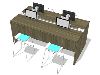 现代简约办工桌su模型，办工桌sketchup模型下载