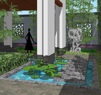 中式别墅su模型下载、中式别墅草图大师模型下载