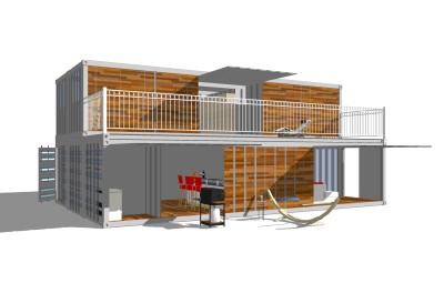 工业风集装箱住宅草图大师模型，集装箱住宅sketchup模型免费下载