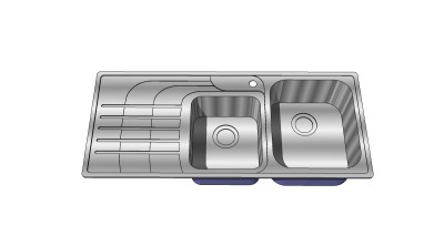 现代不锈钢水槽su模型，厨具草图大师模型下载
