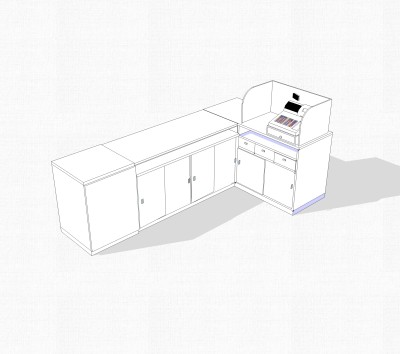 现代收银台草图大师模型，收银台su模型下载