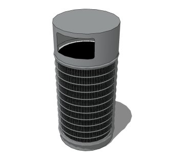 现代金属垃圾桶草图大师模型，垃圾桶SU模型下载