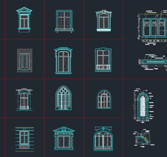 西式窗详图集，窗户CAD图纸下载