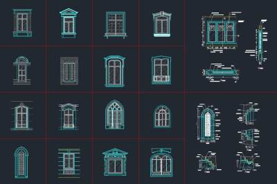 西式窗详图集，窗户CAD图纸下载