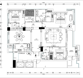 美式金色海岸三室两厅CAD图纸，效果图，户型图下载