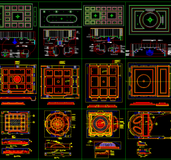 精心整理全套天花板节点布置图CAD模块，天花板节点CAD图纸下载