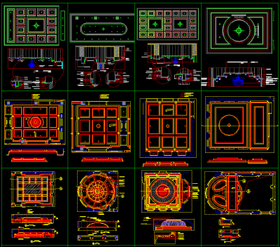 精心整理全套天花板节点布置图CAD模块，天花板节点CAD图纸下载