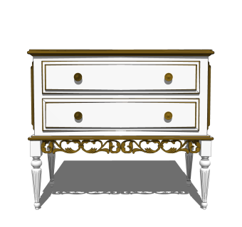 欧式边床头柜草图大师模型，床头柜SKP模型下载