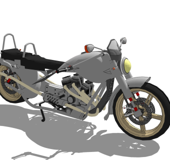 现代摩托车免费su模型，摩托车sketchup模型，摩托车草图大师模型素材下载