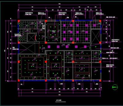 平面天花涂料竣工全图CAD图纸，办公室CAD设计图下载