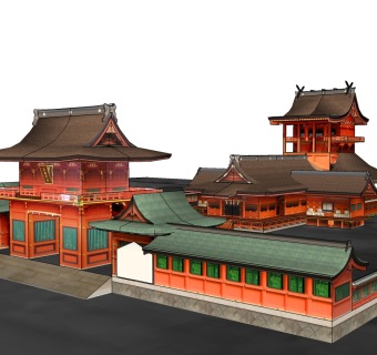 日式富士山本宮浅間大社草图大师模型下载、富士山本宮浅間大社su模型下载