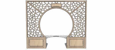 中式实木月亮门格栅草图大师模型，，格栅sketchup模型下载