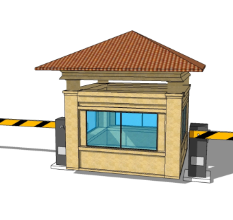 欧式门卫亭草图大师模型下载，亭子SU模型分享