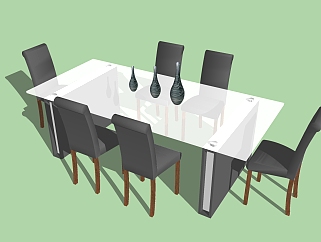 <em>现代桌椅组合</em>草图大师模型，桌椅组合skp模型下载
