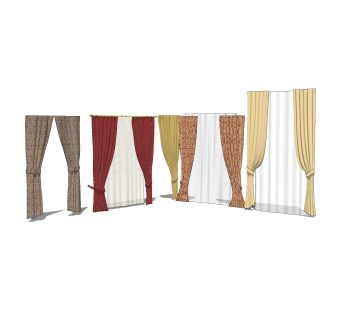 现代布艺窗帘草图大师模型，窗帘su模型下载