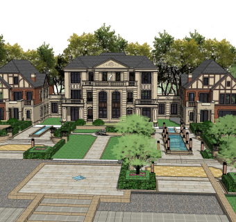 欧式别墅su模型，别墅sketchup模型下载