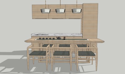 中式茶桌椅su模型，简约 茶桌sketchup模型下载