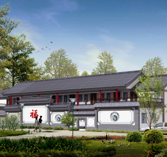 仿古建老人活动中心施工图，活动中心CAD建筑图纸下载