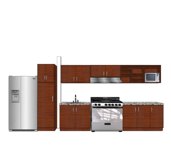 现代橱柜草图大师模型，一字型橱柜sketchup模型