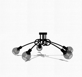 现代多头吊灯su模型，吊灯sketchup模型下载