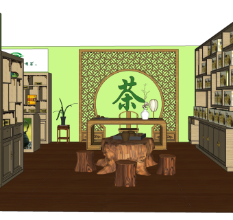 现代茶社，SU 模型免费下载