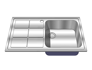 现代<em>不锈钢水槽</em>su模型，厨具草图大师模型下载