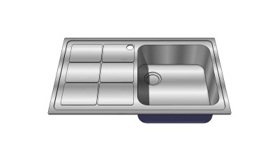 现代不锈钢水槽su模型，厨具草图大师模型下载