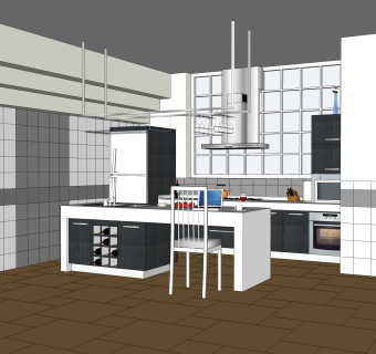 厨房草图大师模型，厨房SU模型下载