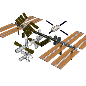 现代太空站su模型下载，空间站草图大师模型