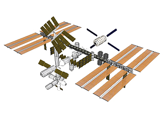 现代太空站su模型下载，<em>空间站</em>草图大师模型