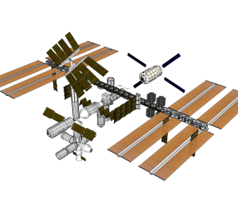 现代太空站su模型下载，空间站草图大师模型