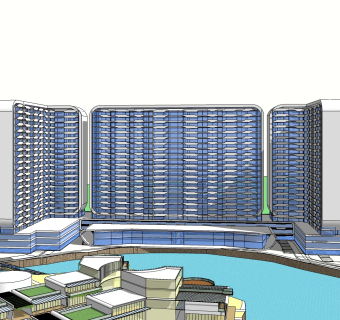 现代高层办公楼草图大师模型，高层办公楼sketchup模型免费下载